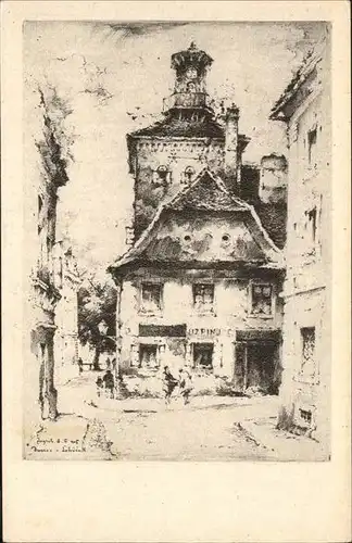 Zagreb Stari Zagreb Dverce i stari zvonik Glockenturm Lotrscak Altstadt Kuenstlerkarte Kat. Zagreb