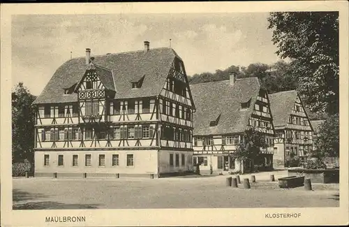 Maulbronn Klosterhof Fachwerkhaus Brunnen Kat. Maulbronn