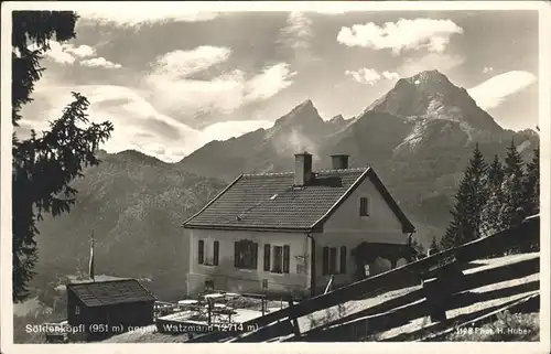 Ramsau Berchtesgaden Gasthaus Soeldenkoepfle gegen Watzmann Berchtesgadener Alpen Kat. Ramsau b.Berchtesgaden