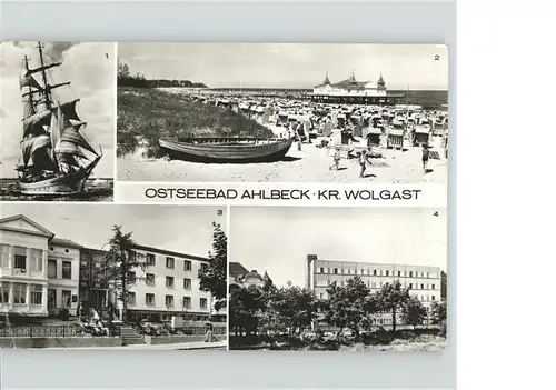 Ahlbeck Ostseebad Insel Usedom Segelschulschiff Wilhelm Pieck Seebruecke FDGB Erholungsheim Ferienglueck Max Kreuziger Kat. Heringsdorf Insel Usedom