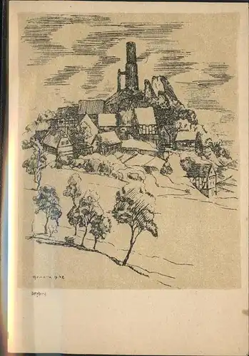 Giessen Lahn Burg Vetzberg Zeichnung Thomalla / Giessen /Giessen LKR