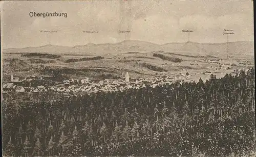 Oberguenzburg Panorama mit Alpenblick Zugspitze Saeuling Kat. Oberguenzburg