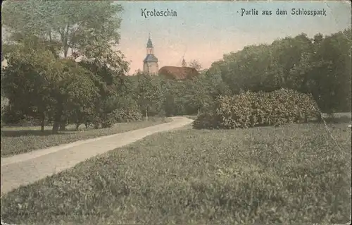 Krotoschin Posen Partie im Schlosspark Kirche Kat. Krotoszyn