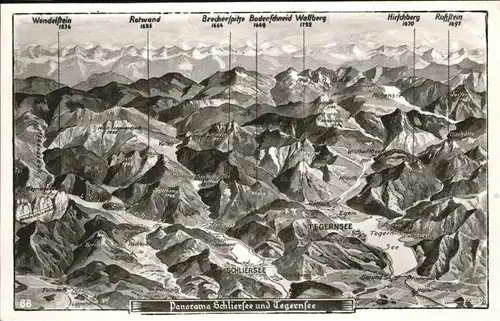 Schliersee Panoramakarte mit Tegernsee Kat. Schliersee