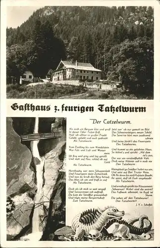 Bayrischzell Gasthaus zum feurigen Tatzelwurm Gedicht Kat. Bayrischzell