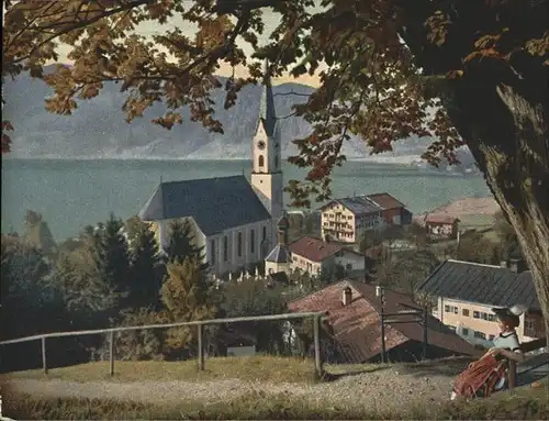 Schliersee Blick auf Kirche und See Feldpost Kat. Schliersee