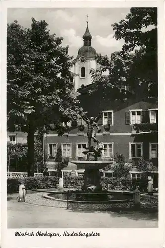 Miesbach Hindenburgplatz Brunnen Kirchturm Kat. Miesbach