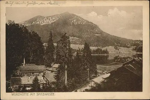 Bayrischzell Wurzhuette mit Spitzingsee Kat. Bayrischzell