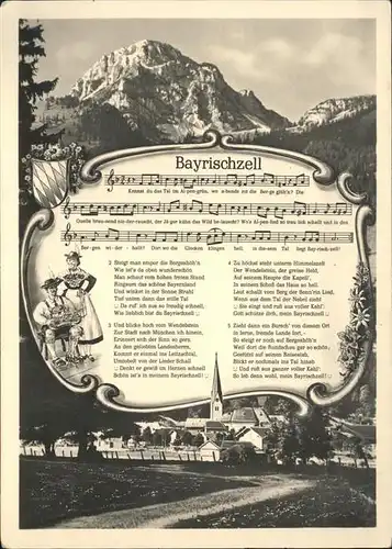 Bayrischzell mit Wendelstein und Liedtext Kat. Bayrischzell