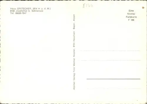 Josefsthal Schliersee Haus Gritscher Kat. Schliersee