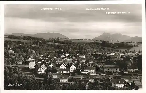Miesbach Panorama mit Brecherspitz und Jaegerkamp Kat. Miesbach