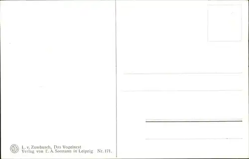Zumbusch L.v. Das Vogelnest Nr. 171 Kat. Kuenstlerkarte