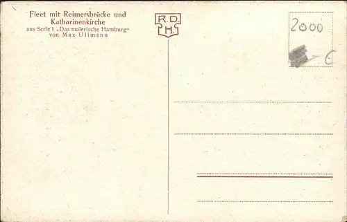 Ullmann Max Fleet Reimersbruecke Katharinenkirche Kat. Kuenstlerkarte