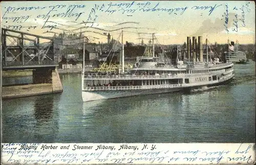 Dampfer Seitenrad Albany N.Y. Harbor Hafen  Kat. Schiffe
