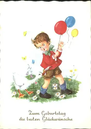Geburtstag Luftballons Ente Kat. Greetings
