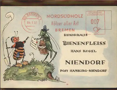Bienen Insekten Grashuepfer vermenschlicht Bienenfleiss Hans Kogel Niendorf Kat. Imkerei