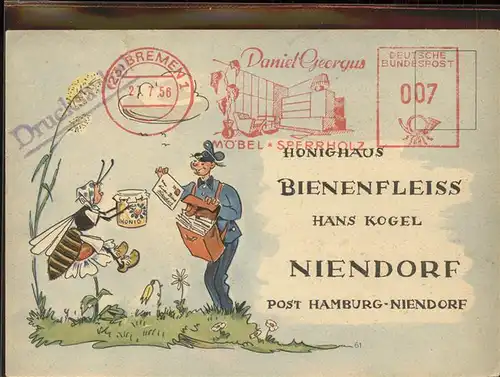 Bienen Insekten Postbote Honighaus Bienenfleiss Hans Kogel Niendorf Kat. Imkerei