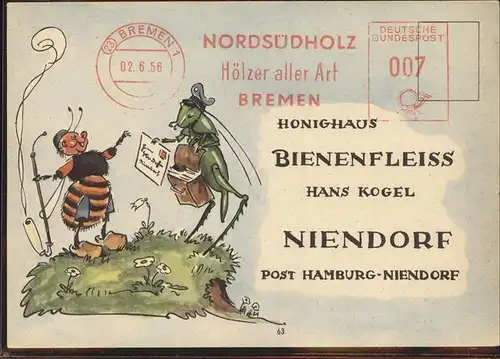 Postbote Brieftraeger Biene Honighaus Bienenfleiss Hans Kogel Niendorf / Post /