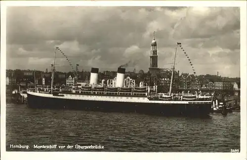 Dampfer Oceanliner Monteschiff Hamburg ueberseebruecke Kat. Schiffe