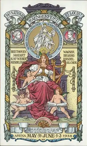 Saengerbundfest St. Louis Schubert Foster Engel Harfe Kat. Musik
