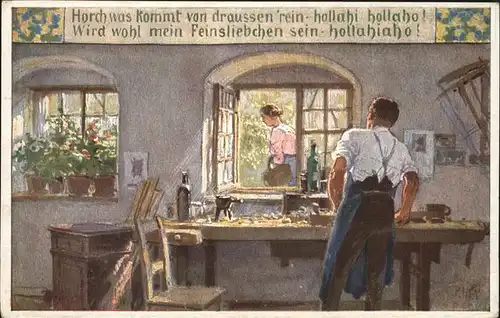 Hey Paul Nr. 57 Volksliederkarte Horch was kommt von draussen rein Kat. Kuenstlerkarte