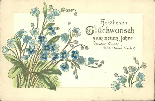 Blumen Neujahr Litho Kat. Pflanzen