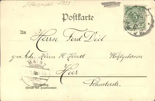 Blumen Neujahr Litho Kat. Pflanzen