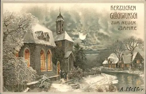 Pfeffer A. Neujahr Baden Baden  Kat. Kuenstlerlitho