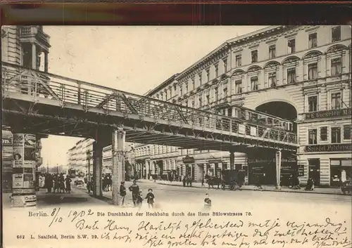 Berlin Hochbahn Haus Buelowstr. Durchfahrt Tunnel Kat. Berlin