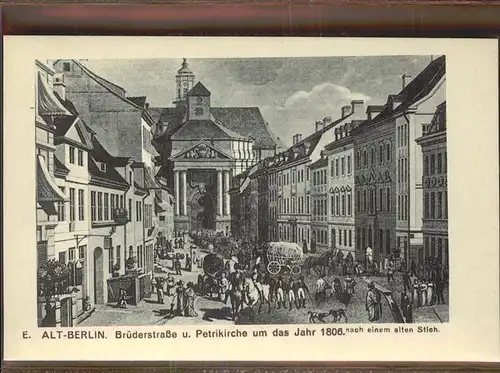 Berlin Bruederstr. Petrikirche 1806 alter Stich Kat. Berlin