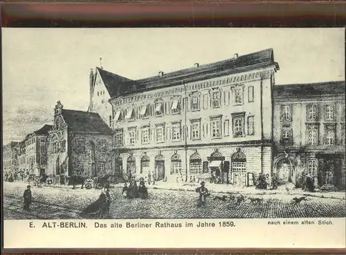 Berlin Rathaus 1859 alter Stich Kuenstlerkarte Kat. Berlin