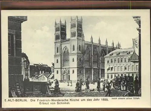 Berlin Friedrich Werdersche Kirche 1835 alter Stich  Kat. Berlin