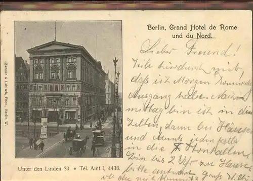Berlin Grand Hotel de Rome du Nord Kat. Berlin