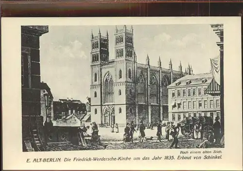 Berlin Friedrich Werdersche Kirche um 1935 nach altem Stich Kat. Berlin