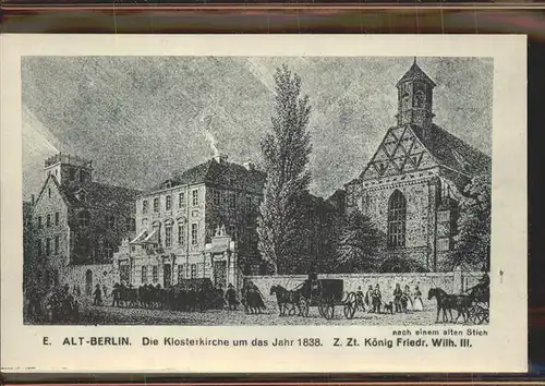 Berlin Klosterkirche um 1838 Kat. Berlin