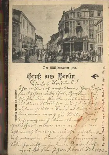 Berlin Der Muehlendamm 1830 Kat. Berlin