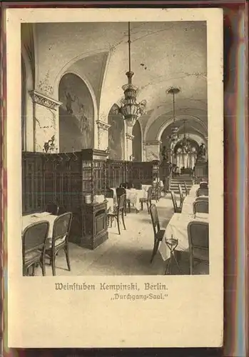 Berlin Weinstuben Kempinski Durchgang Saal Kat. Berlin