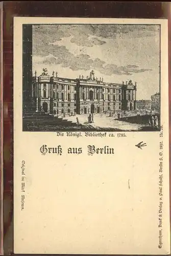 Berlin koenigl. Bibliothek 1785 Kat. Berlin