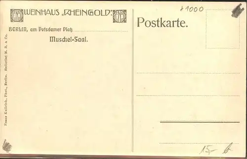 Berlin Weinhaus Rheingold Muschel Saal Kat. Berlin