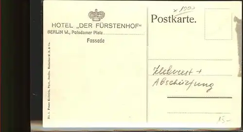 Berlin Hotel Der Fuerstenhof Kat. Berlin