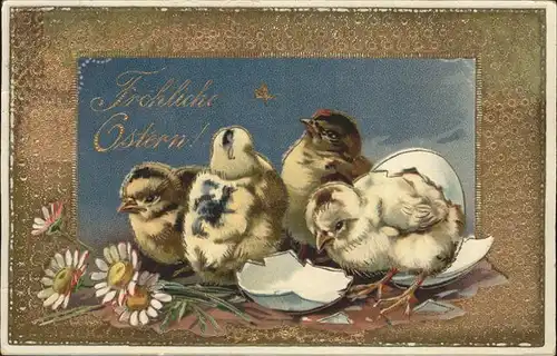 Ostern Easter Paques Kueken Margeriten / Greetings /