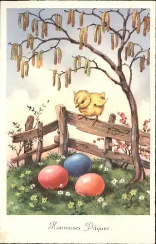 Ostern Easter Paques Kueken Ostereier Baum Frankreich / Greetings /