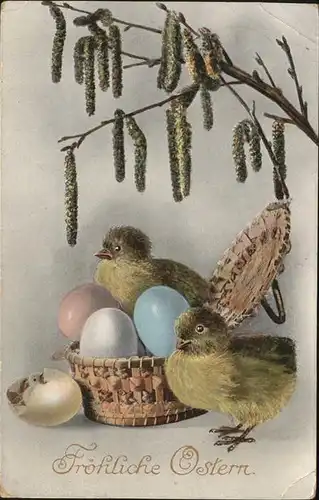 Ostern Easter Paques Kueken Ostereier  / Greetings /