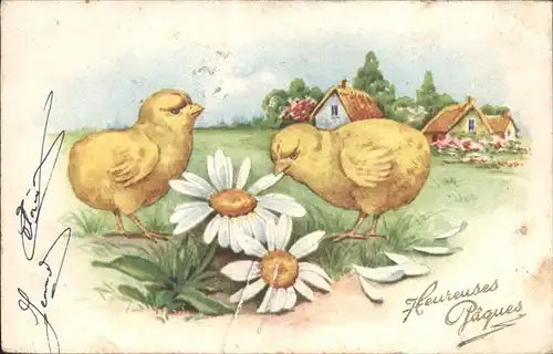 Ostern Easter Paques Kueken Margariten Frankreich / Greetings /