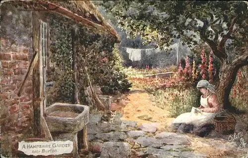 Kuenstlerkarte Oilette Hampsire Garden near Burton Tuck s Post Card Kat. Kuenstlerkarte