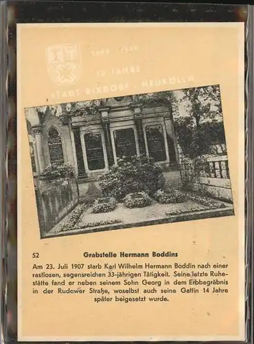 Rixdorf Berlin Grabstelle Hermann Boddins / Berlin /Berlin Stadtkreis