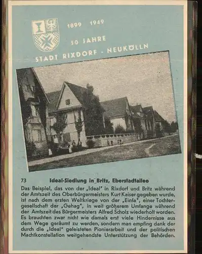 Rixdorf Berlin Ideal-Siedlung Britz Eberstadtallee / Berlin /Berlin Stadtkreis