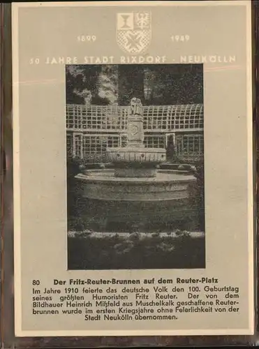 Rixdorf Berlin Fritz-Reuter-Brunnen / Berlin /Berlin Stadtkreis