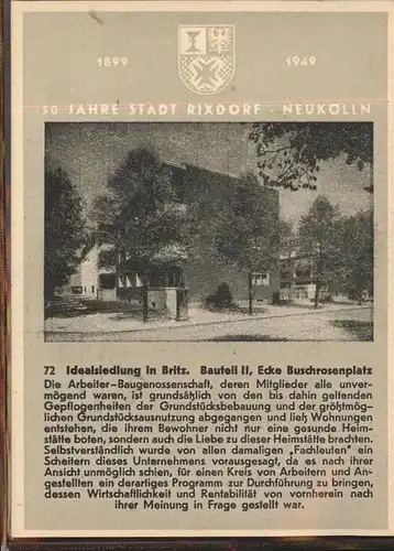 Rixdorf Berlin Idealsiedlung Britz Ecke Buschrosenplatz / Berlin /Berlin Stadtkreis