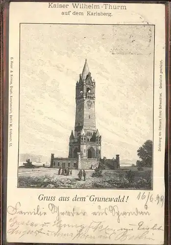 Grunewald Berlin Kaiser Wilhelm Turm Kat. Berlin